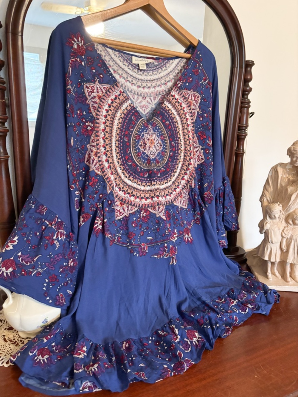 Boho Floral Peasant Top Size 26/28 Plus Size
